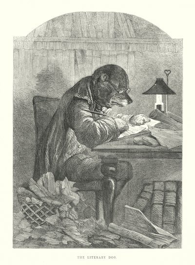 おかしな犬：文学的な犬（エングレーヴィング） 作： Harrison William Weir