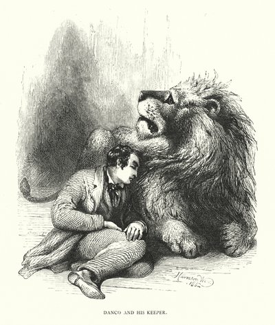 ライオンとその飼い主（彫刻 作： Harrison William Weir