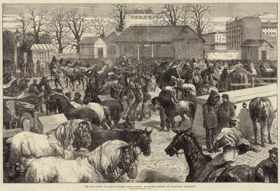 パリの食糧供給、肉屋の馬市場、ブールバールデンファー、ブールバールモンルージュ 作： Harrison William Weir