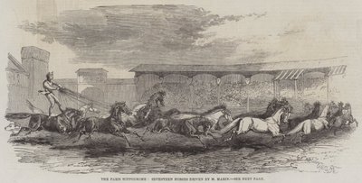 パリ競馬場、Mマーティンによって駆動される17頭の馬 作： Harrison William Weir