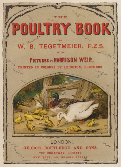 W・B・テゲトマイヤー著「The Poultry Book」のタイトルページイラスト（クロモリ写真 作： Harrison William Weir