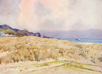 ゴルフコースアバドビー、セカンドティーからの村（カラーリトグラフ） 作： Harry (1878 1950) Rountree