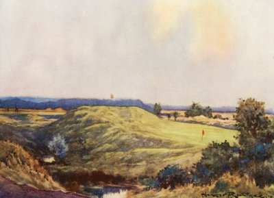 ゴルフコースフリルフォード・ヒース、9番グリーンにアプローチ（カラーリトグラフ） 作： Harry (1878 1950) Rountree