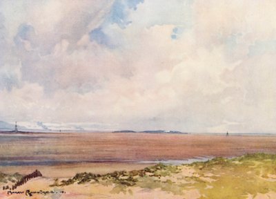 ゴルフコース9番ティーグラウンドからヒルブレを望むホイ湖（カラーリトグラフ） 作： Harry (1878 1950) Rountree