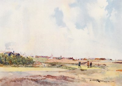 ゴルフコースライサム＆セントアンズ、7番ティー（カラーリトグラフ） 作： Harry (1878 1950) Rountree