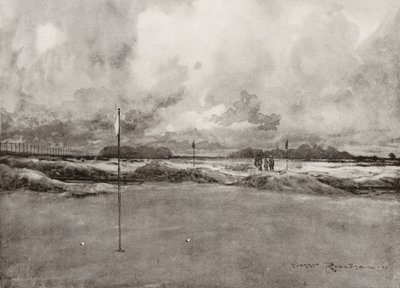 ゴルフコースミッチャム、7番グリーン（リトグラフ） 作： Harry (1878 1950) Rountree