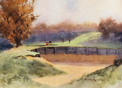 ゴルフコースノースウッド、"Death or Glory"、8番ホール（カラーリトグラフ） 作： Harry (1878 1950) Rountree