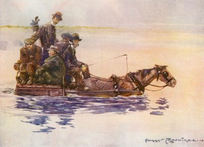 ゴルフコースポートマーノック、カミングホーム（カラーリトグラフ） 作： Harry (1878 1950) Rountree