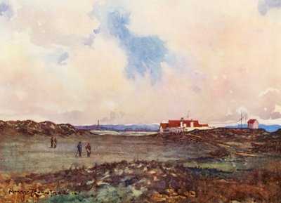 ゴルフコースポートマーノック、18番ホールのセカンドショット（カラーリトグラフ） 作： Harry (1878 1950) Rountree