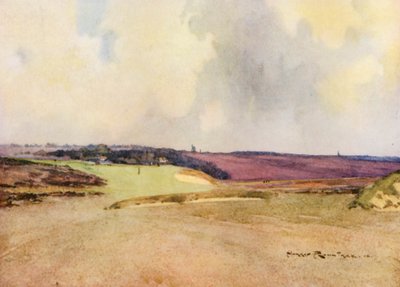 ゴルフコースウォルトン・ヒース、7番ホールのセカンドショット（カラーリトグラフ） 作： Harry (1878 1950) Rountree
