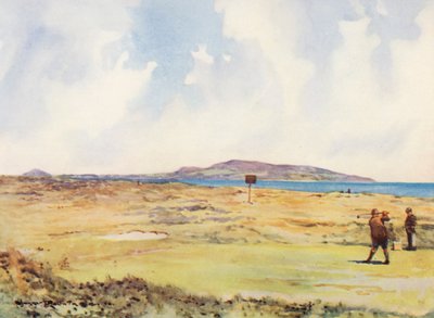 ゴルフコースドリーマウント、ハウズ方面を望む第1ティー（カラーリトグラフ） 作： Harry (1878 1950) Rountree