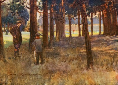 ゴルフコースミルデンホール、6番での悪いスライスの結果（カラーリトグラフ） 作： Harry (1878 1950) Rountree