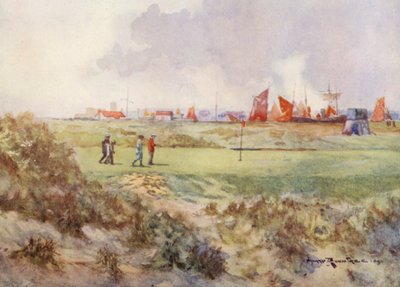 ゴルフコースライ、15番グリーン（カラーリトグラフ） 作： Harry (1878 1950) Rountree