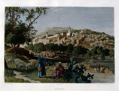 ヘブロン、アルフレッド・クラウスがハリー・フェンの写真をもとに彫刻したもので、1875年頃に『Picturesque Palestine』に掲載された。 作： Harry ) Fenn