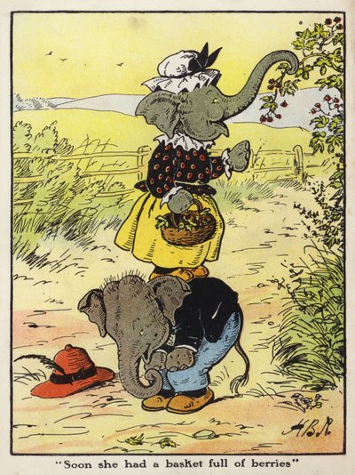"Soon she had a basket full of berries" (カラーリトグラフ) 作： Harry B Neilson