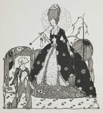 金をせびる農民を見下ろす婦人。 作： Harry Clarke