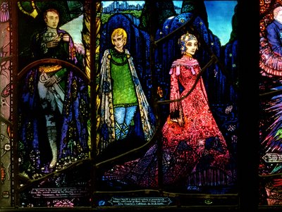 レノックスロビンソン（1886-1958）のドリーマーズとWBイェイツ（1865-1939）の伯爵夫人キャスリーンを示すジュネーブウィンドウの詳細 作： Harry Clarke
