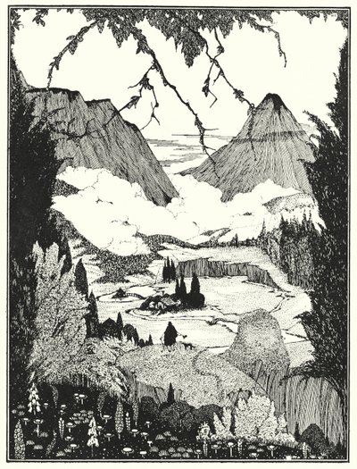 エドガー・アラン・ポー：ランドーのコテージ（リトグラフ） 作： Harry Clarke