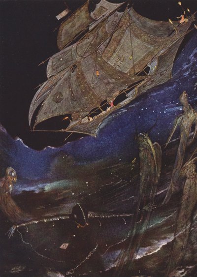 エドガー・アラン・ポー：瓶の中のMS（カラーリトグラフ） 作： Harry Clarke