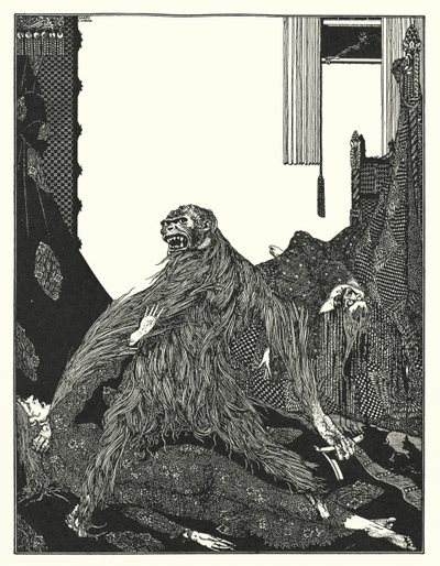 エドガー・アラン・ポー：モルグ街の殺人（リトグラフ） 作： Harry Clarke
