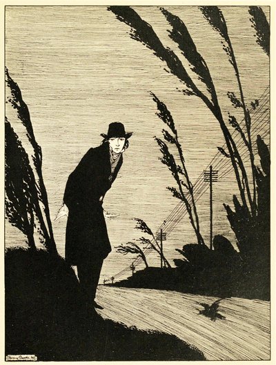 すべての人の中には、冷たい白い顔があった」『春の年鑑』より。1920年に彫られたもの 作： Harry Clarke