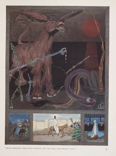ロバ"怪物のような頭と、気持ちの悪い鳴き声と
 翼のような耳を持つ 作： Harry Clarke