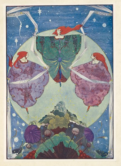 エルフの丘。彼らは霧と月光で織られたショールを羽織って踊っていた。 作： Harry Clarke