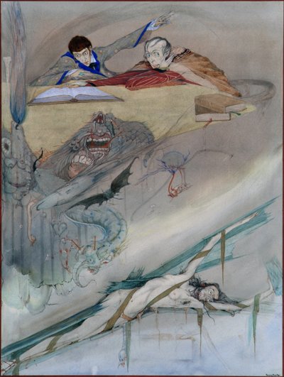 アッシャー家の陥落、1923年（鉛筆とトイレ） 作： Harry Clarke