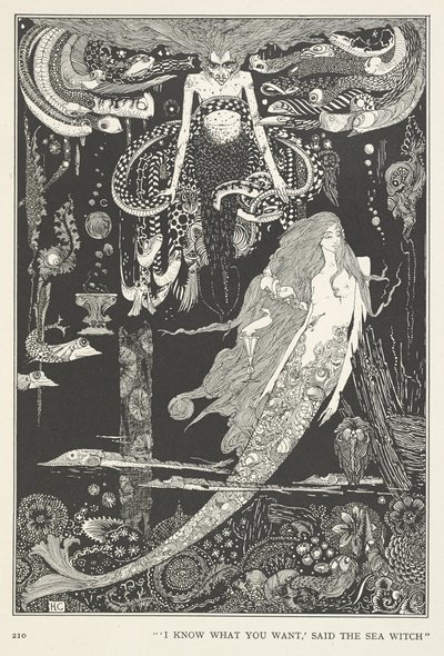 小さな海の乙女「あなたの望みはわかっている」と海の魔女は言った。 作： Harry Clarke
