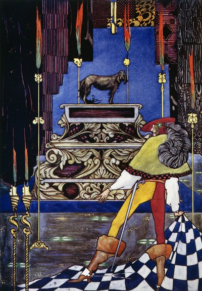 ハンス・クリスチャン・アンデルセン（1805-1875）の童話「火打ち箱」、ハリー・クラーク（1890-1931）のイラスト。 作： Harry Clarke