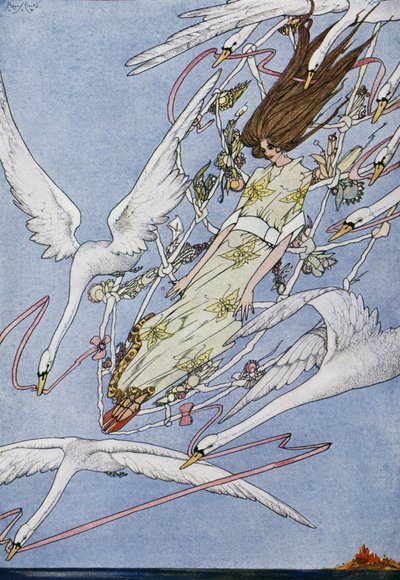 ハンス・クリスチャン・アンデルセン（1805-1875）の童話「野生の白鳥」、ハリー・クラーク（1890-1931）の挿絵 作： Harry Clarke