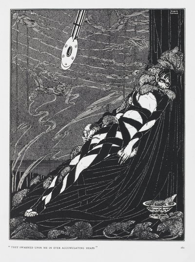 それらは私の上にうずたかく積み重なった。物語『落とし穴と振り子』より。 作： Harry Clarke