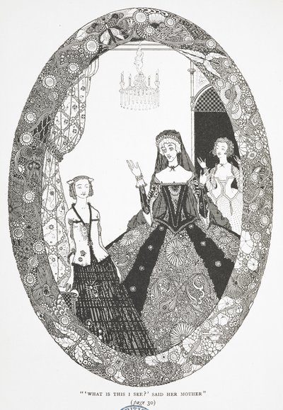 「これは何かしら」と母親が言った。妖精」の挿絵。 作： Harry Clarke