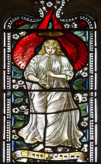 ミュージカルエンジェル、1876年（ステンドグラス） 作： Harry Ellis Wooldridge
