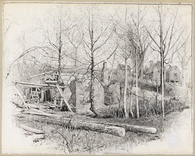 東向きのゲインズミルの現在の側面 作： Harry Fenn