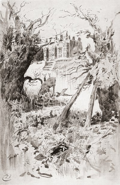 荒涼館。 1910 年に出版された The Testimonial Edition から、チャールズ ディケンズの小説 Bleak House の Harry Furniss によるイラスト。 作： Harry Furniss