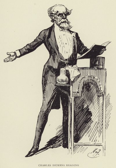チャールズ・ディケンズの読書 作： Harry Furniss