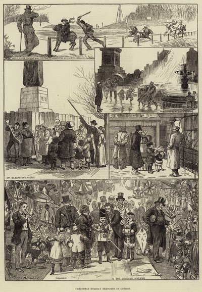 ロンドンのクリスマス休暇スケッチ 作： Harry Furniss