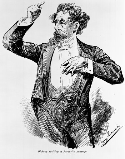 ディケンズは1900年代にお気に入りの文章を朗読 作： Harry Furniss