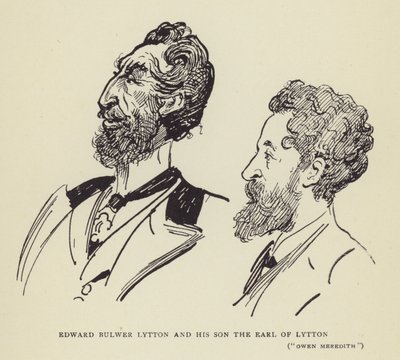 エドワード・ブルワー・リットンとその息子、リウトン伯爵、オーエン・メレディス 作： Harry Furniss