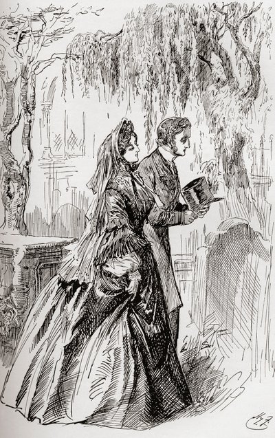 エステラとピップ。"彼女との別離の影は見えなかった" 作： Harry Furniss