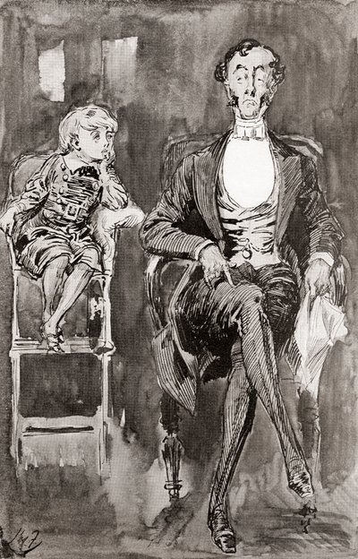 Harry Furnissin kuvitus Charles Dickensin romaaniin Dombey and Son The Testimonial Editionista, julkaistu 1910. 作： Harry Furniss