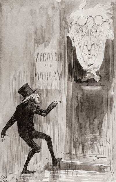 チャールズ・ディケンズのクリスマス・ブックスのクリスマス・キャロルのイラスト 作： Harry Furniss