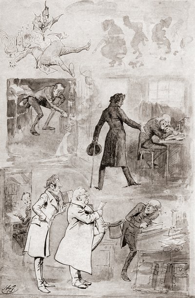 チャールズ・ディケンズのクリスマス・ブックスのクリスマス・キャロルのイラスト 作： Harry Furniss
