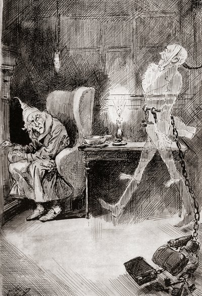 チャールズ・ディケンズのクリスマス・ブックスのクリスマス・キャロルのイラスト 作： Harry Furniss