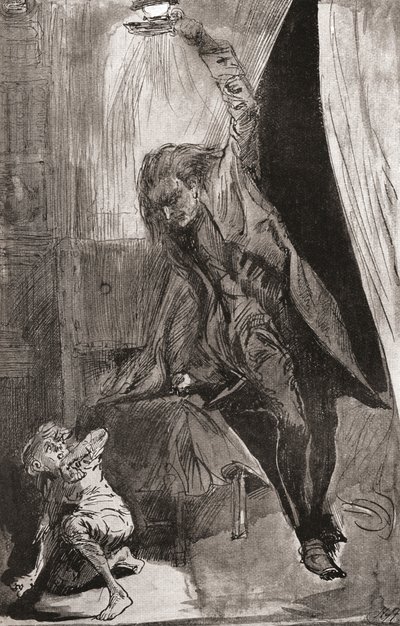 チャールズ・ディケンズの小説『幽霊の取引』の挿絵 作： Harry Furniss