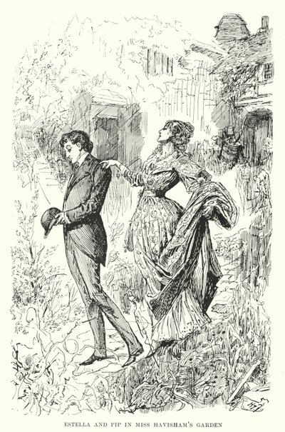 チャールズ・ディケンズの「Great Expectations」のイラスト（リトグラフ）。 作： Harry Furniss