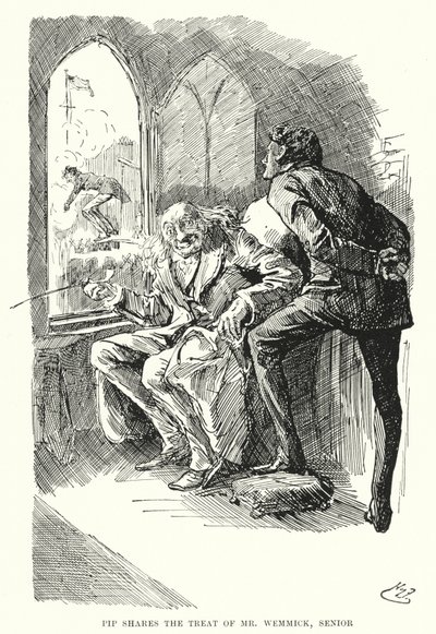 チャールズ・ディケンズの「Great Expectations」のイラスト（リトグラフ）。 作： Harry Furniss