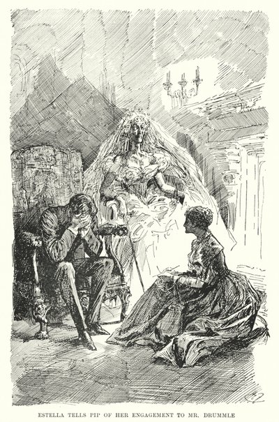 チャールズ・ディケンズの「Great Expectations」のイラスト（リトグラフ）。 作： Harry Furniss