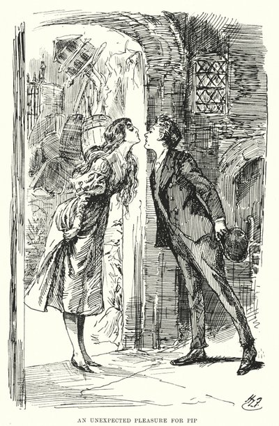 チャールズ・ディケンズの「Great Expectations」のイラスト（リトグラフ）。 作： Harry Furniss